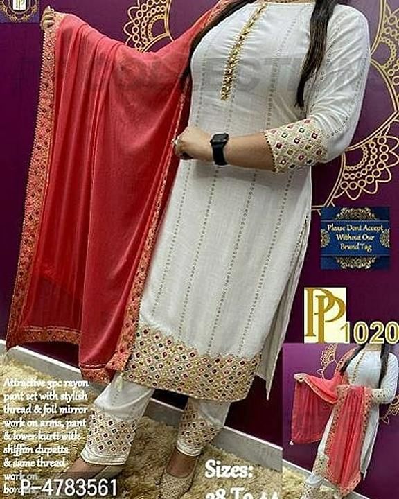 Rayon embroidered KURTI set uploaded by business on 1/31/2021