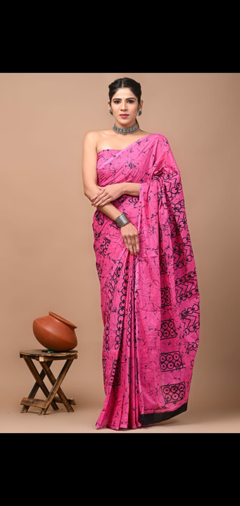 Cotton mul mul hand block print sarees uploaded by Suits sarees nd running febric on 12/11/2022