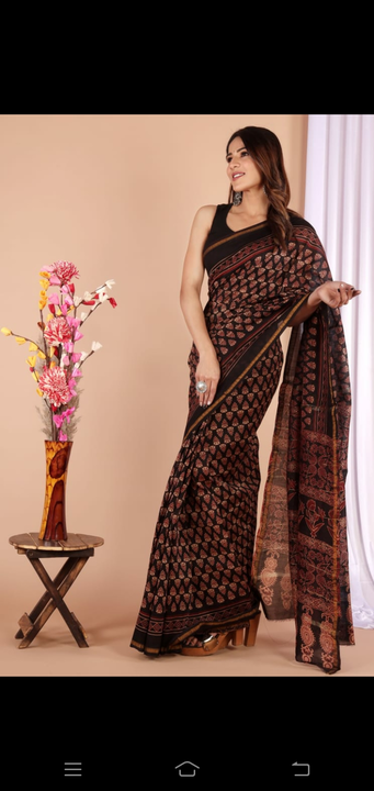 Chanderi silk hand block print saree uploaded by Suits sarees nd running febric on 12/11/2022