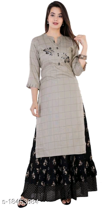 Woman Rayon embroidered kurti with skirt  uploaded by Shree Varsha telloring on 12/11/2022