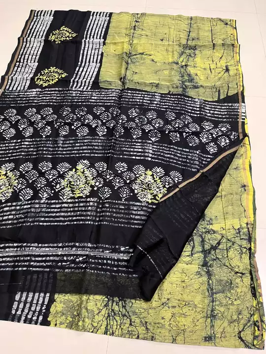 Handblock fancy batik print chanderi saree uploaded by Virasat handloom chanderi on 12/11/2022