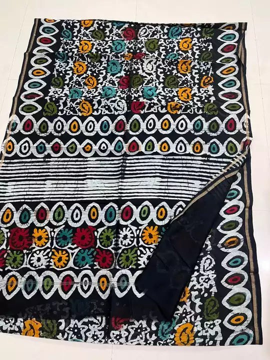 Handblock fancy batik print chanderi saree uploaded by Virasat handloom chanderi on 12/11/2022