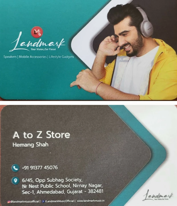 Visiting card store images of Atoz store