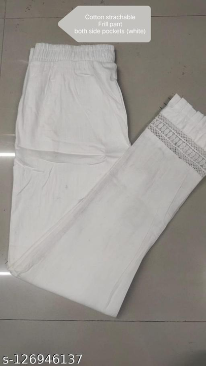 Cotton Stretchable frill pant with both side pockets  uploaded by Samar collection on 12/11/2022