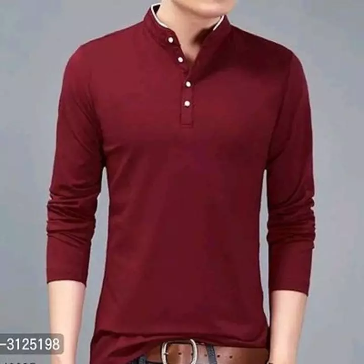 Stylish Cotton Navy Blue Solid Long Sleeves Henley Neck T-shirt For Men uploaded by Sukanya Shopy on 12/12/2022