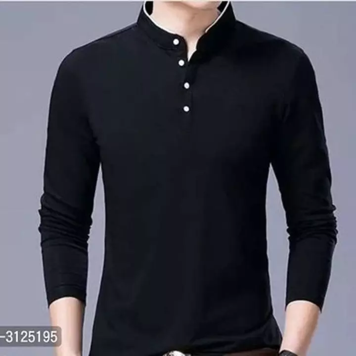 Stylish Cotton Navy Blue Solid Long Sleeves Henley Neck T-shirt For Men uploaded by business on 12/12/2022