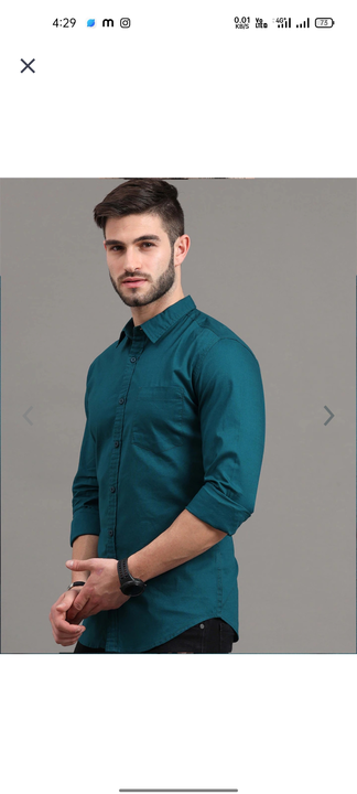 Men teal colour solid shirt  uploaded by Rajora Fashion on 12/12/2022