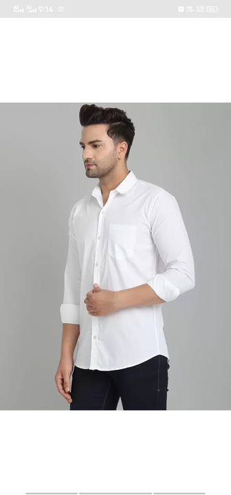 Men white solid shirt  uploaded by business on 12/12/2022
