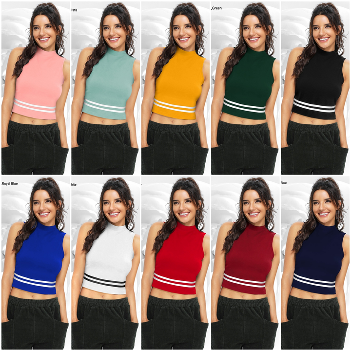 Solid Casual Designer High Neck Sleeveless Black Ladies Crop Top at Rs  139/piece in Surat