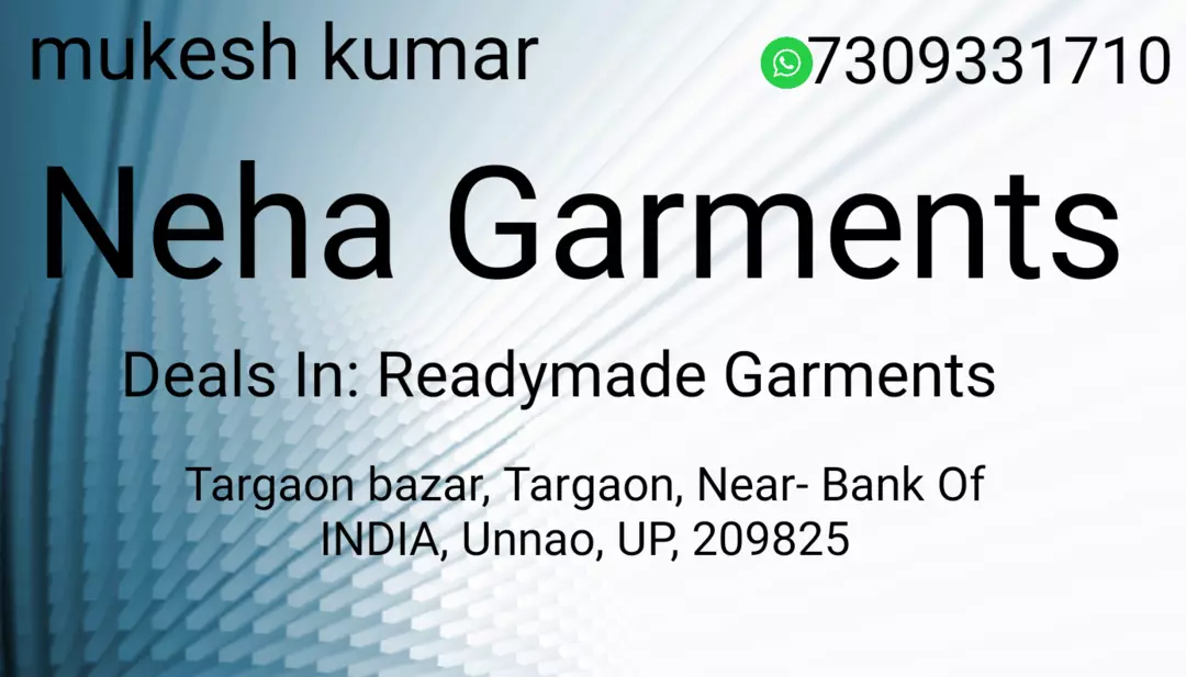 Visiting card store images of Neha garments