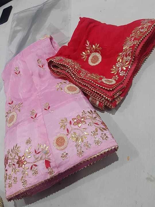 Post image https://chat.whatsapp.com/KbKDEnQgq6Z2Z8szLBOx8C

Pure Uppda silk langha &amp; chinon Duptta 
Fancy katdana Nd stone work 
Stitched with lining Aster can can

Rate 3450/ Shipping free

Length up to 42 Nd Waist 44