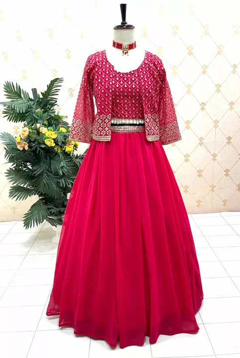 *Presenting New Designers Party Wear Look Cotty With  Lengha With Choli New  *
864*) uploaded by AL HASHMI CREATION  on 12/12/2022