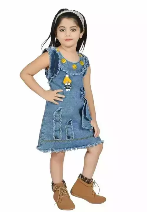 Girls knee length party Denim Dress  uploaded by Anant fashion on 12/13/2022
