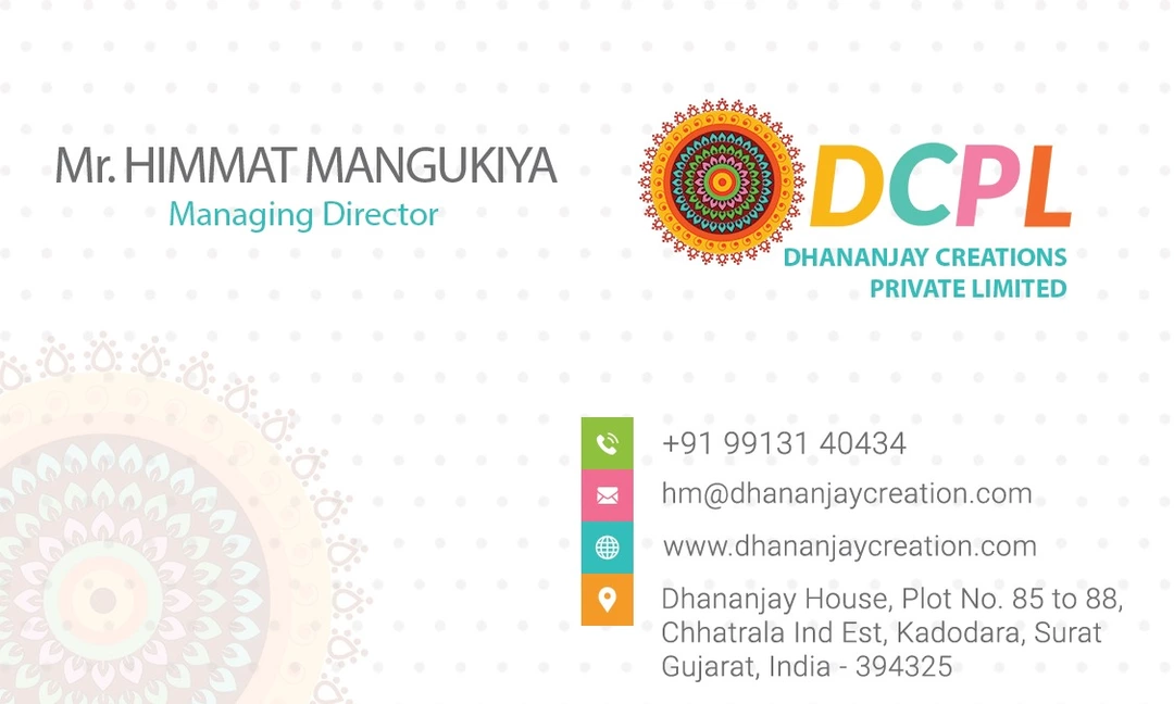 Visiting card store images of Dhananjay Creations 