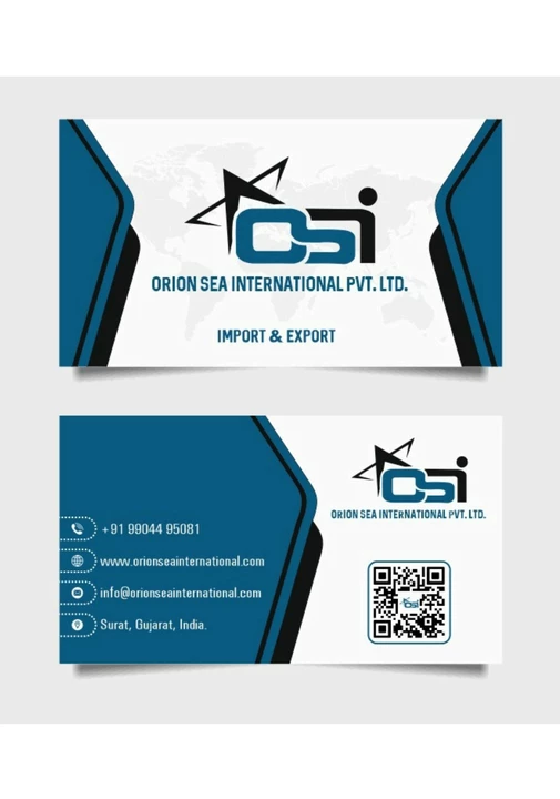 Visiting card store images of Orion sea international Pvt Ltd