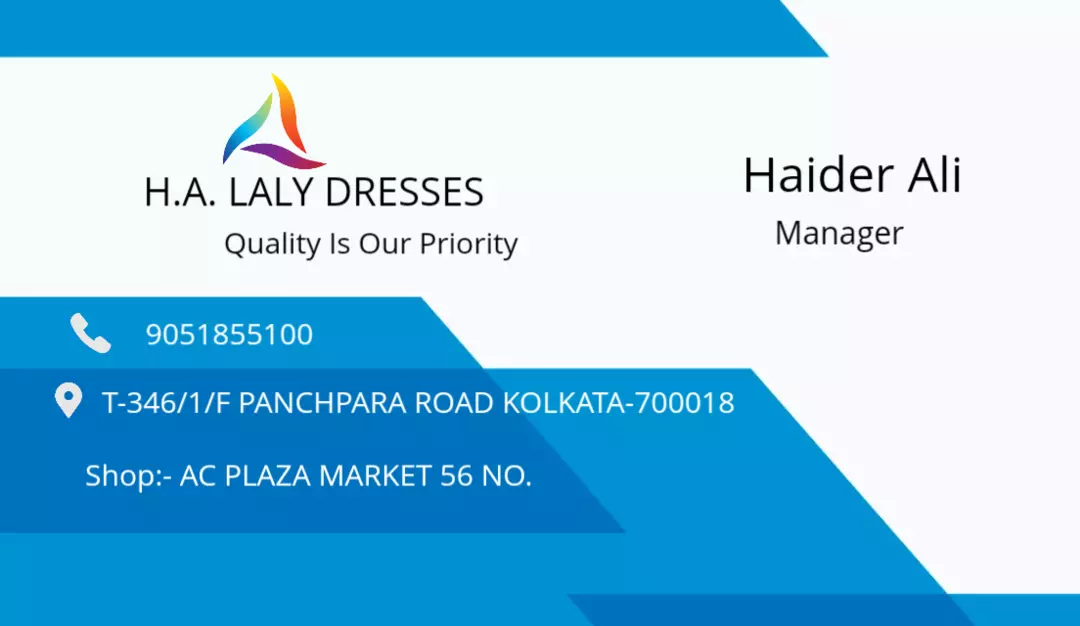 Visiting card store images of H.A. LALY DRESSES