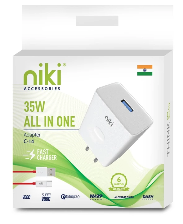 C14 35 Watts Fast Charger(Vooc,Super Vooc, Dash, Super Dash, Turbo, Quick Charge, Wrap, E. T. C)  uploaded by Niki Infotech Private Limited  on 12/13/2022