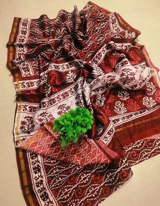 Handblock fancy mulbary print chanderi saree uploaded by Virasat handloom chanderi on 12/13/2022
