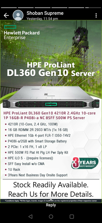 Post image HP server Dl 360 gen 10