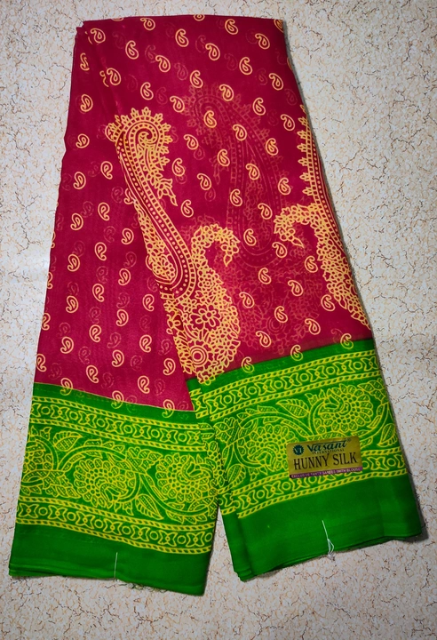 Attractive design reniyal printed hunny silk saree with blouse uploaded by Unique collections 201 on 12/14/2022