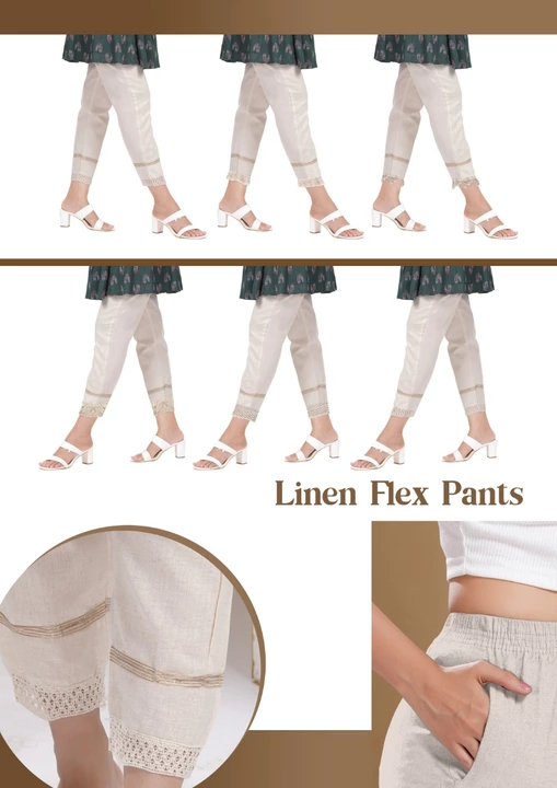 Linen flex pant with golden less  uploaded by Infinite on 12/14/2022