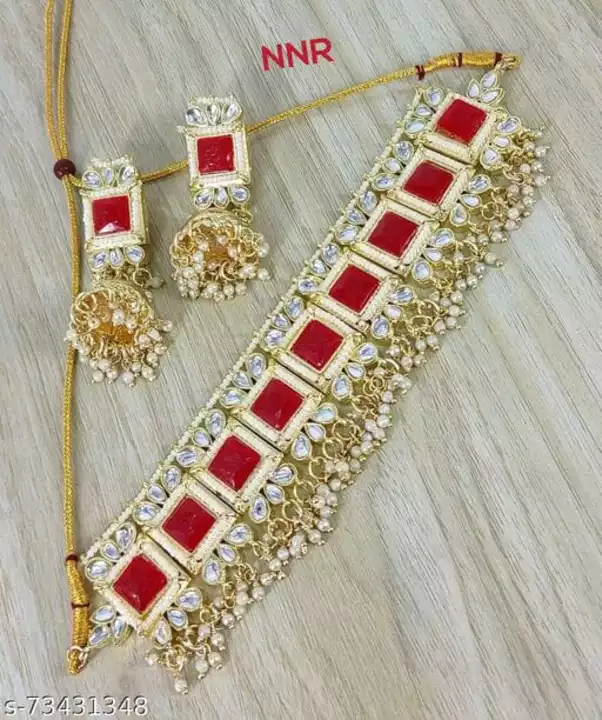 Post image Only wholesale 
Rose gold plated best quality kundan working . Nackless set

Moksh art jewellery whtup 9594742333