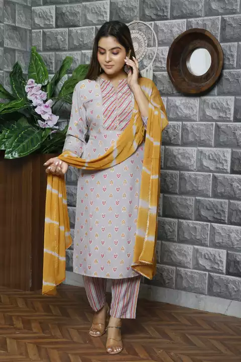 Post image Muslin Kurta Pant Dupatta set for Ladies suitable for all type of Occasions.