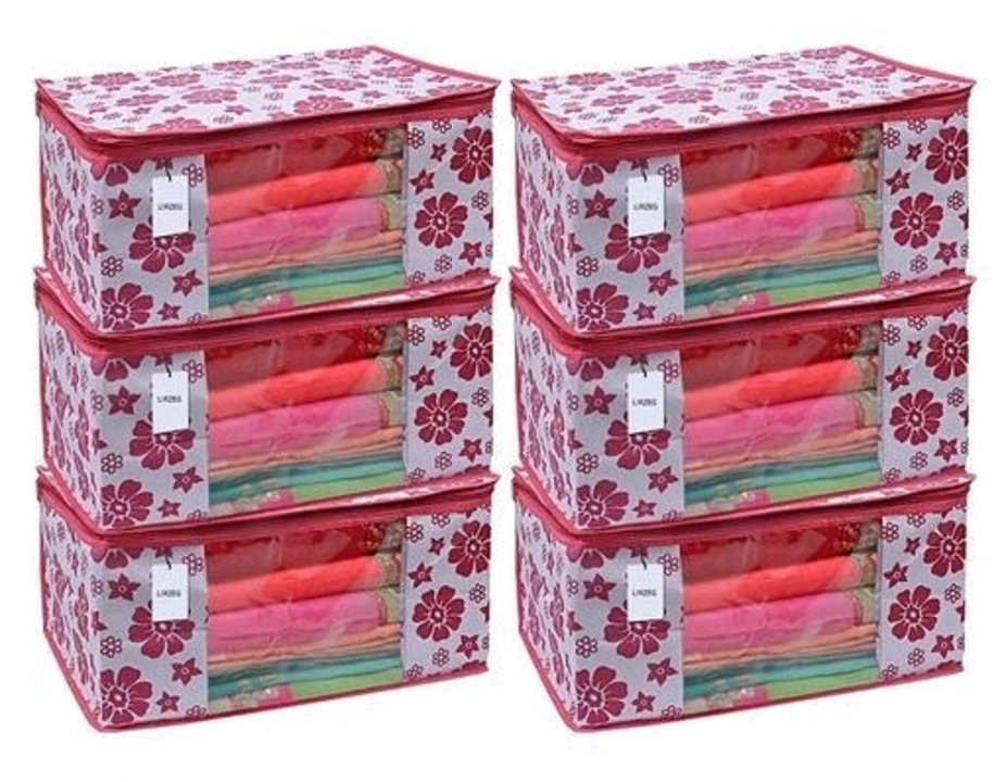 Flower design 6 Piece Non woven fabric sarees cover set with 6 uploaded by business on 12/15/2022