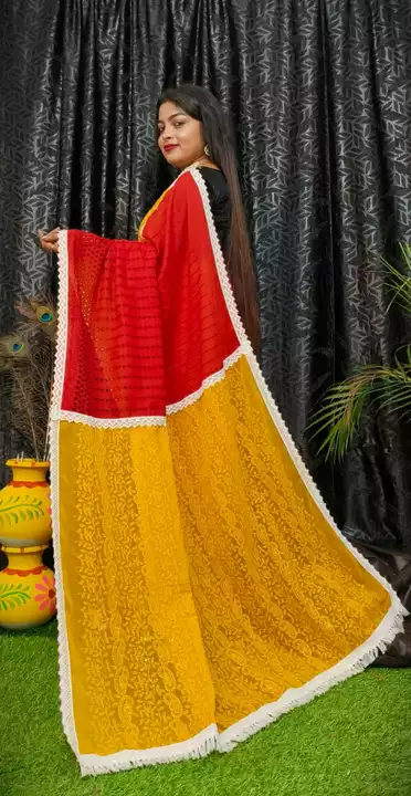 Pure Georgette chikonkari hakona saree uploaded by Nabanita garments store on 12/16/2022