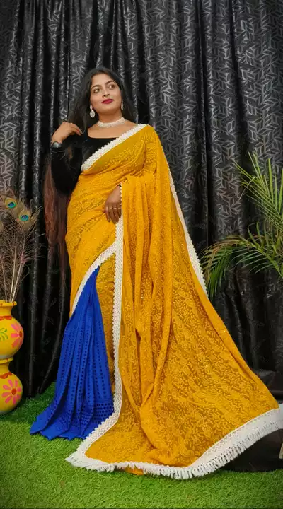 Pure Georgette chikonkari hakona saree uploaded by Nabanita garments store on 12/16/2022