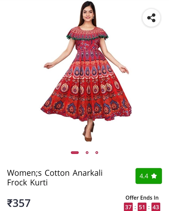 Women,s cotton anarkali frock kurti  uploaded by Younameit E-Commerce  on 12/16/2022