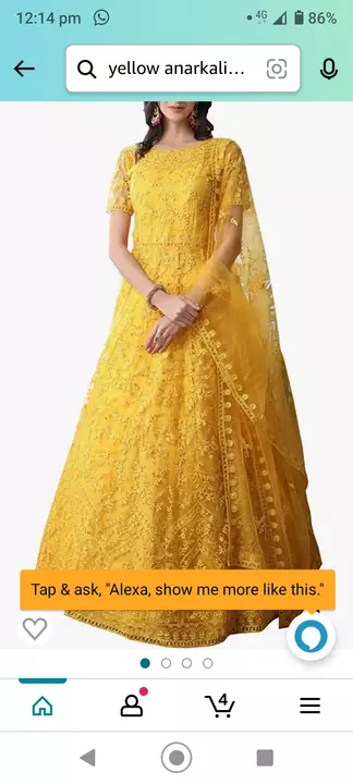 Post image I want 1 pieces of Yellow anarkali &amp; Dupatta set at a total order value of 500. Please send me price if you have this available.