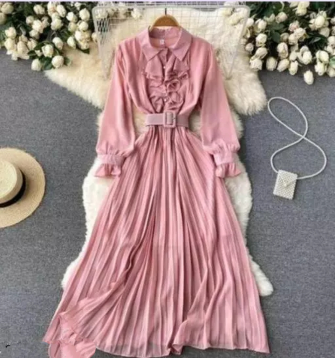 Women Ruffle long dress Peach  uploaded by Mam and You on 12/16/2022