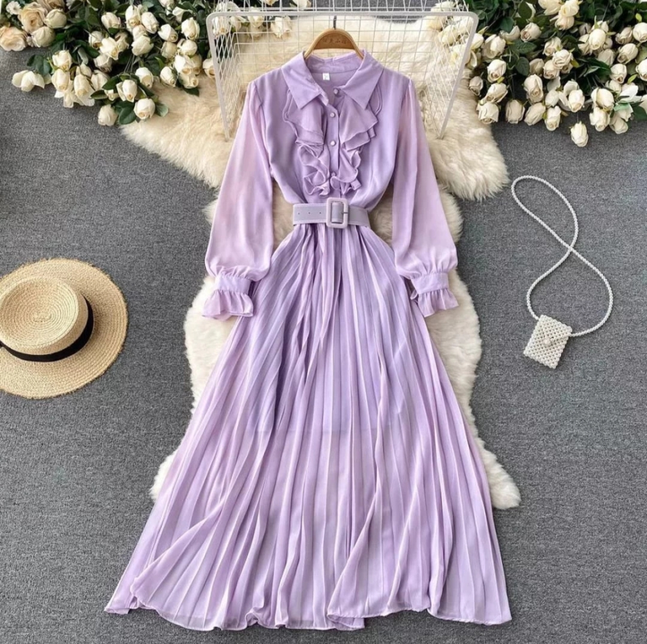 Women Ruffle long dress Lavender  uploaded by Mam and You on 12/16/2022
