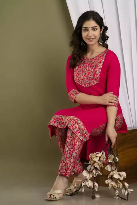 Rayon printed kurti with pant  uploaded by S R ENTERPRISES on 12/16/2022