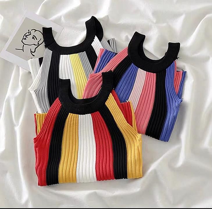 🌻 *Beautiful Casual wear Rainbow stripes knitted top uploaded by business on 2/2/2021