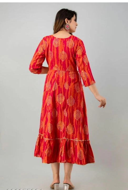 Red long frock with embroidery work on chest  uploaded by Anamika collections on 12/16/2022