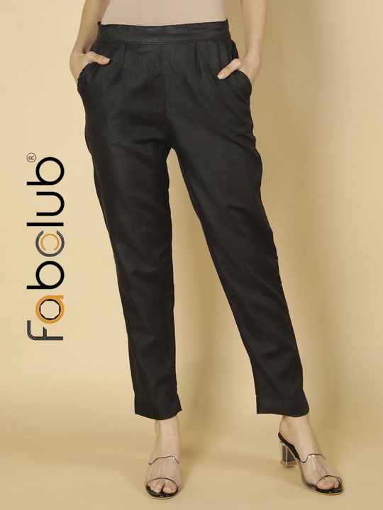 Cotton Solid Plain Black Women Trouser Pant uploaded by Fab Creation on 5/29/2024