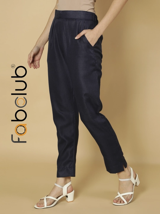 Cotton Solid Plain Navy Blue Women Trouser Pant uploaded by Fab Creation on 12/16/2022