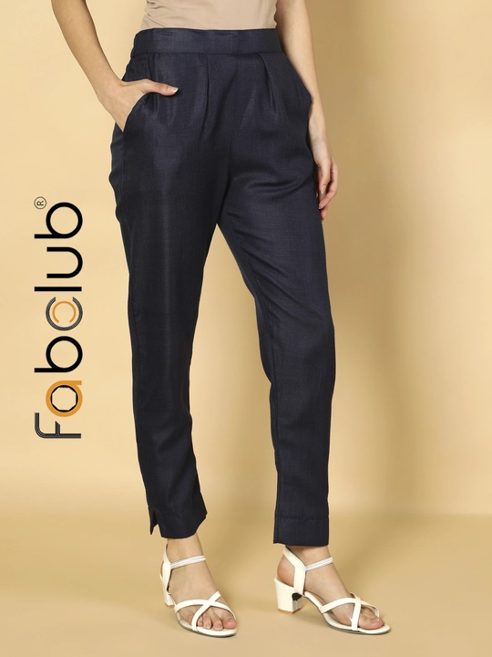 Cotton Solid Plain Navy Blue Women Trouser Pant uploaded by Fab Creation on 12/16/2022