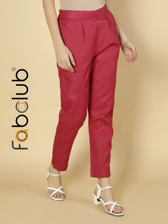 Cotton Solid Plain Maroon Women Trouser Pant uploaded by Fab Creation on 12/16/2022