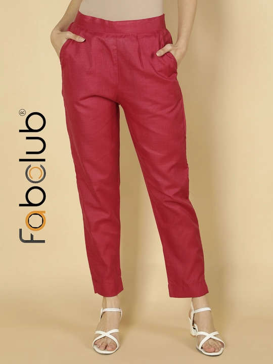Cotton Solid Plain Maroon Women Trouser Pant uploaded by Fab Creation on 12/16/2022