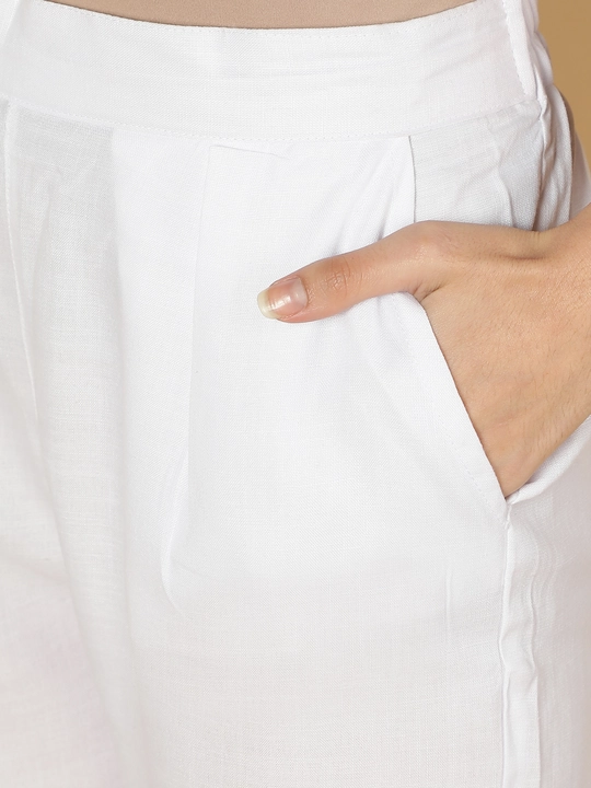 Cotton Solid Plain White Women Trouser Pant uploaded by Fab Creation on 12/16/2022