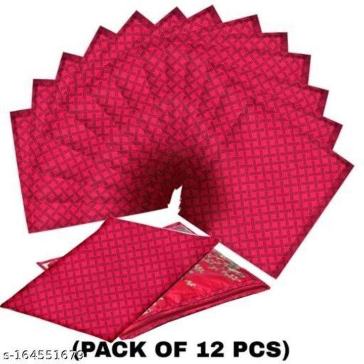 Flower Design 6 Piece Non Woven Fabric Saree Cover Set with Transparent Window, Extra Large,Pink  uploaded by business on 12/17/2022