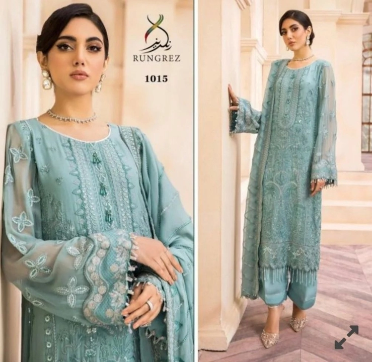 Pakistani semi stitched suit                                            Fabric : Georgette uploaded by business on 12/17/2022