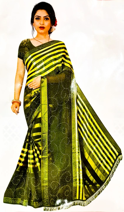 Glamourhub Premium Mehendi Fabric Saree with Swaroski Work uploaded by business on 12/17/2022