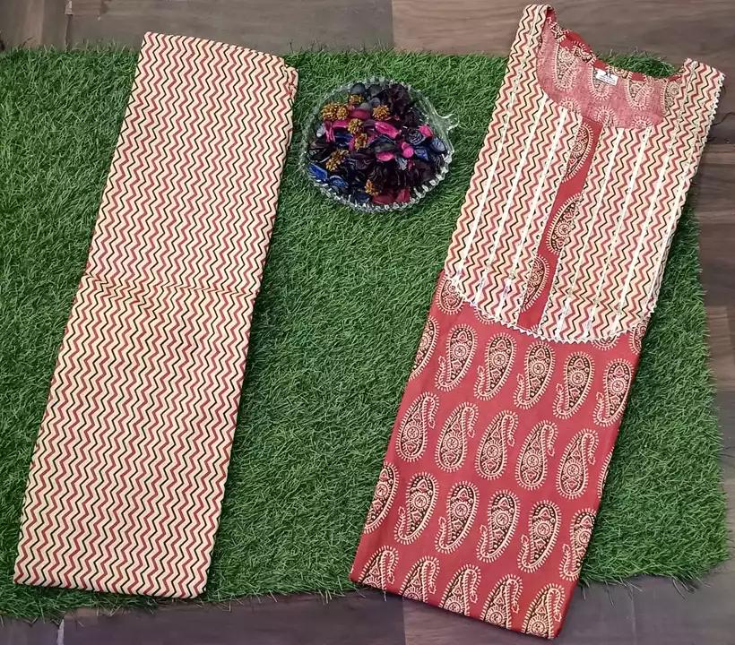 Jaipuri print cotton fabric kurti with pant  uploaded by Kabir Fashion World on 12/17/2022