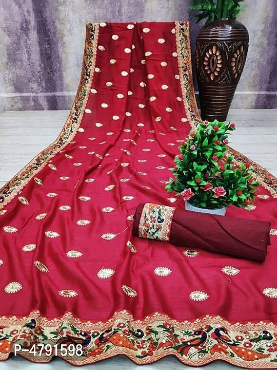 Attractive Georgette Embroidered Saree uploaded by business on 2/2/2021