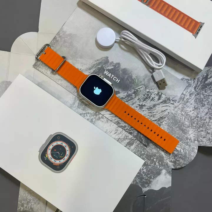 Post image *IWATCH 8 ULTRA APPLE LOGO*
*COMPASS 🧭 MOVING*- Dailyfit app👌🏻- With real 49mm full display - Real Body temperature - GPS working - Midnight Ocean strap- With original box MRP- serial number working