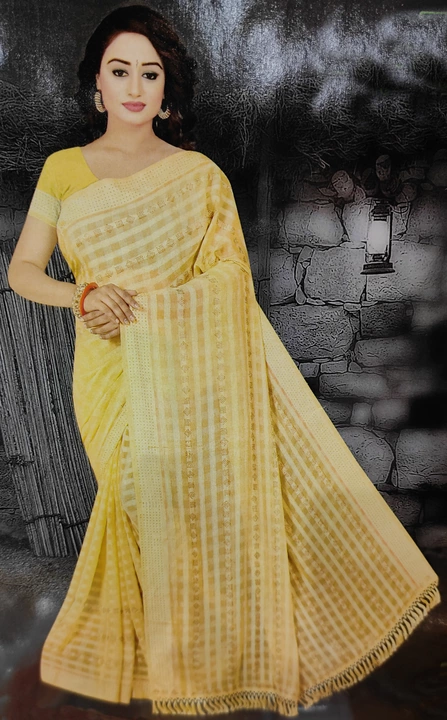 Glamourhub Premium Yellow Fabric Saree with Swaroski Work uploaded by business on 12/17/2022